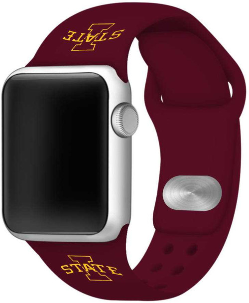 Image of Iowa State Cyclones Silicone Watch Band Compatible with Apple Watch - 38mm/40mm/41mm Maroon C-AB1-182-38