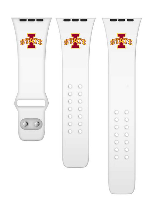 Image of Iowa State Cyclones Silicone Watch Band Compatible with Apple Watch - 38mm/40mm/41mm White C-AB2-182-38