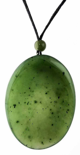 Image of Jade Lucky Worry Stone Pendant Necklace 40mm (HNW-0524-1)