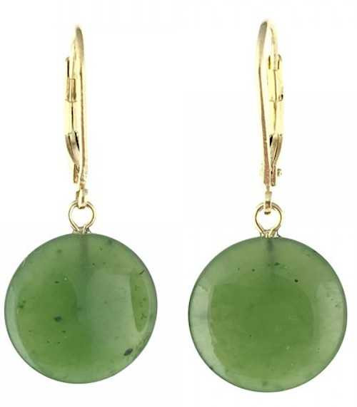 Image of Jade Round Disc Dangle Earrings (1780-2)
