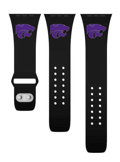 Image of Kansas State Wildcats Silicone Watch Band Compatible with Apple Watch - 42mm/44mm/45mm Black C-AB2-186-42