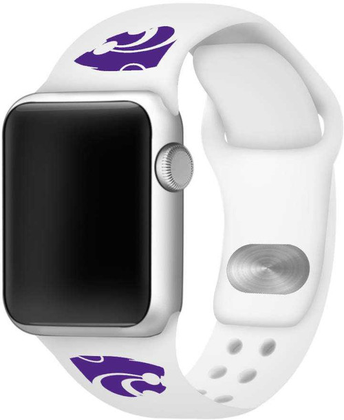 Image of Kansas State Wildcats Silicone Watch Band Compatible with Apple Watch - 42mm/44mm/45mm White C-AB1-186-42