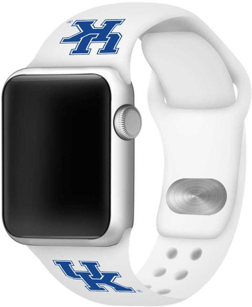 Image of Kentucky Wildcats Silicone Watch Band Compatible with Apple Watch - 42mm/44mm/45mm White C-AB4-154-42