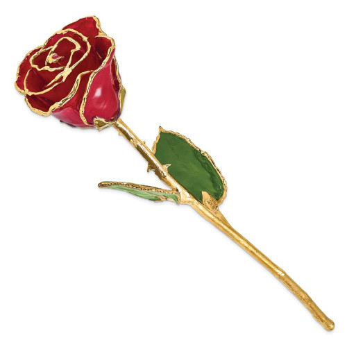 Image of Lacquer Dipped Gold-Tone Trim Red Rose
