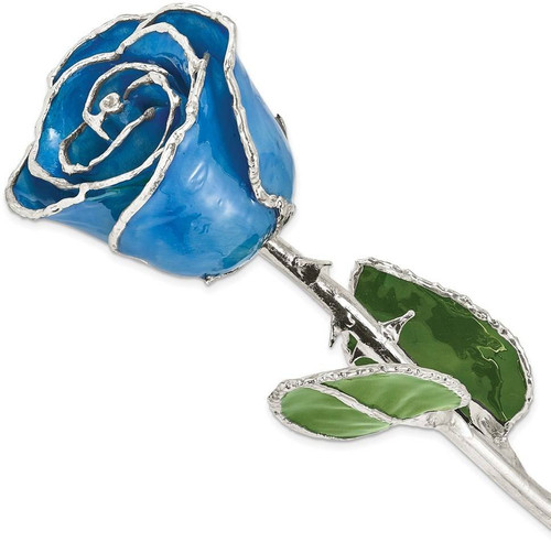 Image of Lacquer Dipped Silver-Tone Trim Blue Rose
