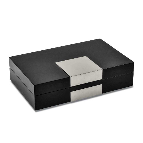 Image of Lacquered Black Wood Valet Box