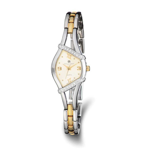 Image of Ladies Charles Hubert Gold-finish 2-tone Crystal Bezel 20mm Watch
