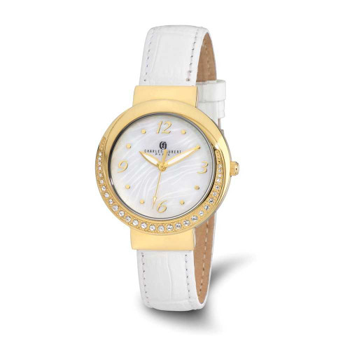 Image of Ladies Charles Hubert IP-plated Stainless Steel Leather 38mm Watch