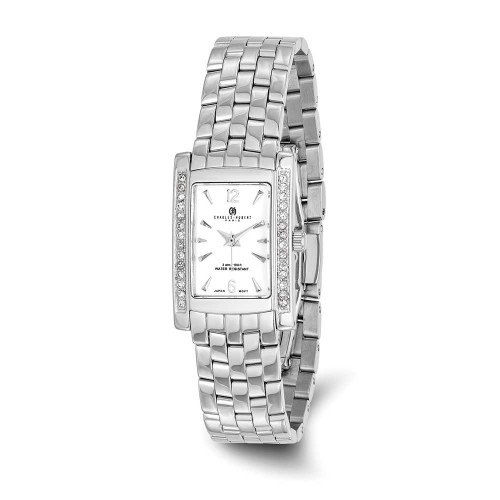 Image of Ladies Charles Hubert Solid Stainless Steel White Dial 20x25mm Watch