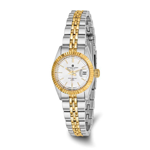 Image of Ladies Charles Hubert Two-tone Stainless Band Silver Dial Watch