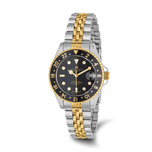 Image of Ladies Charles Hubert Two-tone Stainless Steel Black Dial Watch