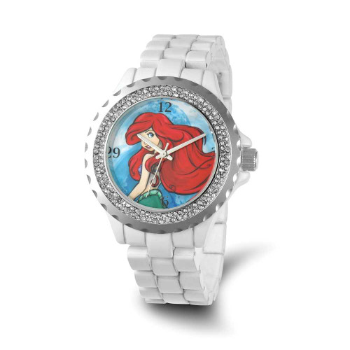 Image of Ladies Disney Ariel White Bracelet Crystal Bezel Watch (XWA4937)