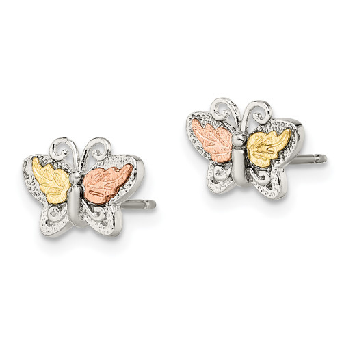 Landstroms Mt Rushmore Black Hills 925 Silver & 12K Gold Butterfly Stud Earrings