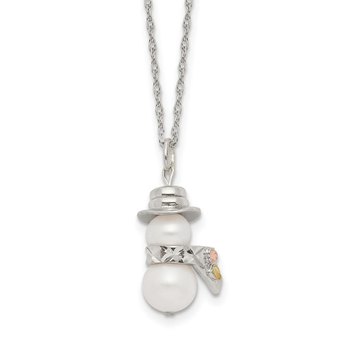Landstroms Mt Rushmore Black Hills 925&12K Gold Simulated Pearl Snowman Necklace