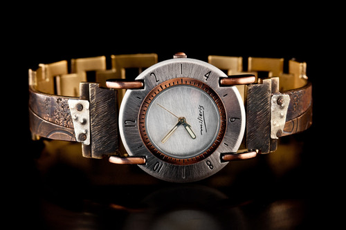 Image of Europa Copper and Sterling Silver - Narrow WatchCraft Handmade Watch