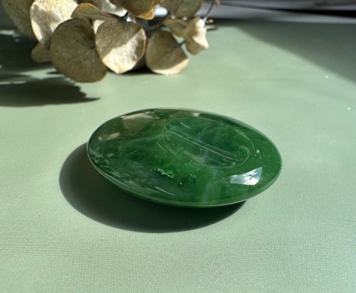 2" Large Natural Untreated Nephrite Jade Worry Stone