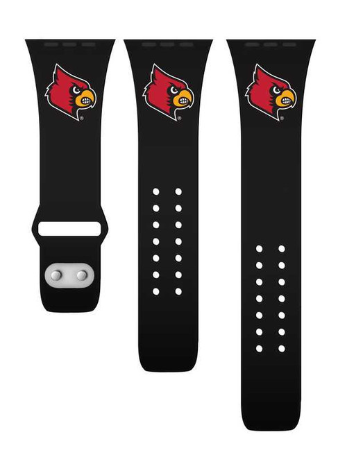Image of Louisville Cardinals Silicone Watch Band Compatible with Apple Watch - 38mm/40mm/41mm Black C-AB2-145-38