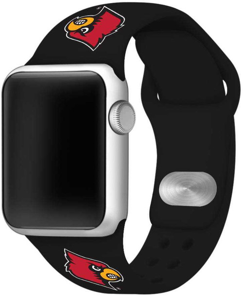 Image of Louisville Cardinals Silicone Watch Band Compatible with Apple Watch - 38mm/40mm/41mm Black C-AB2-145-38