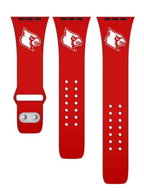 Image of Louisville Cardinals Silicone Watch Band Compatible with Apple Watch - 38mm/40mm/41mm Red C-AB1-145-38