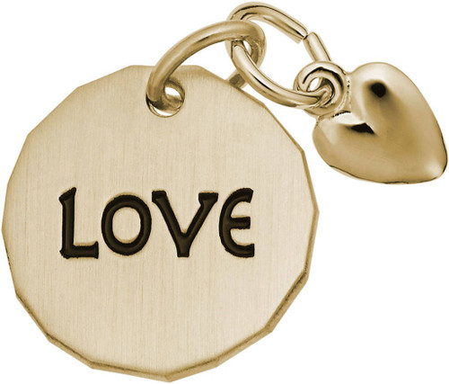 Love Tag w/ Heart Charm (Choose Metal) by Rembrandt