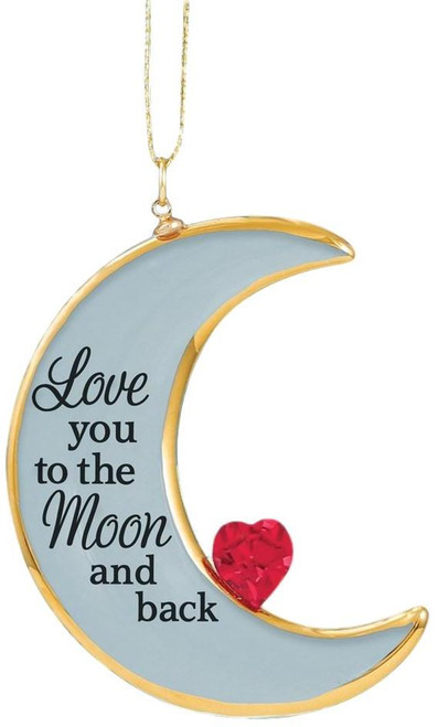 Love You To The Moon Glass Ornament