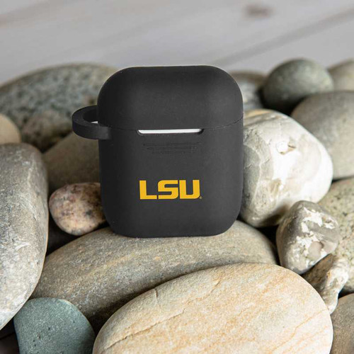 Image of LSU Tigers Silicone Case Cover Compatible with Apple AirPods Battery Case - Black C-APA1-121