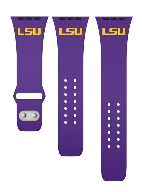 Image of LSU Tigers Silicone Watch Band Compatible with Apple Watch - 38mm/40mm/41mm Purple C-AB3-121-38