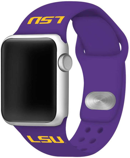 Image of LSU Tigers Silicone Watch Band Compatible with Apple Watch - 38mm/40mm/41mm Purple C-AB3-121-38