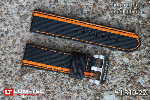 Lum-Tec Watches - Replacement Parts - 22mm 480 Racing Stripe Orange Canvass Strap (20mm Buckle NOT Included)