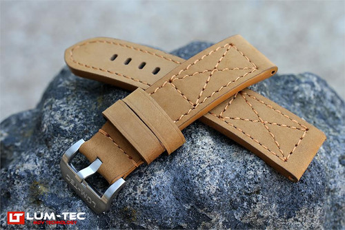Lum-Tec Watches - Replacement Parts - 22mm Brunswick Brown Leather Strap - (20mm Buckle NOT Included)