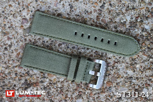 Lum-Tec Watches - Replacement Parts - 24mm Gates Mills Green Canvass Strap - (22mm Buckle NOT Included)
