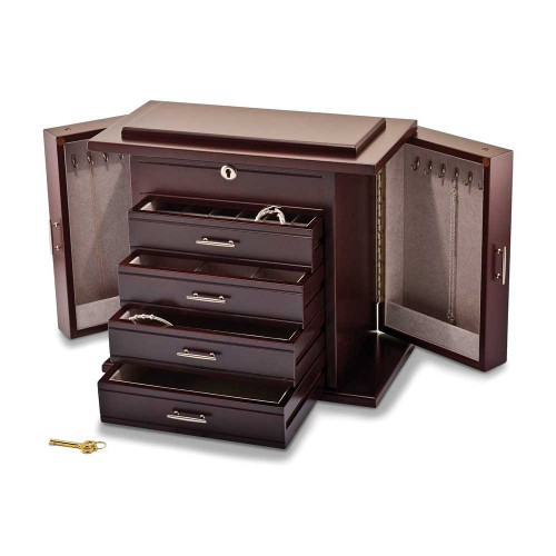 Image of Mahogany Matte Finish Poplar Veneer Opening Sides Jewelry Box