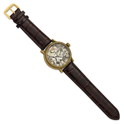 Image of Marvel Adult Size Spiderman Antiqued Gold-tone Black Strap Watch