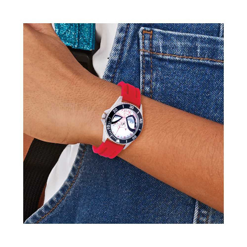Image of Marvel Spider-Man Mens Stainless Steel Black Bezel Red Silicone Watch