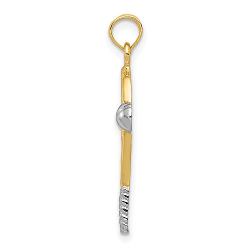 Image of Mens 14K Yellow Gold and Rhodium Polished Tennis Racquet Pendant