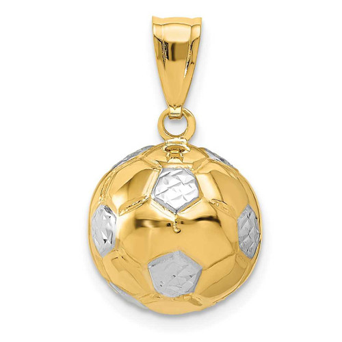 Image of Mens 14K Yellow Gold and Rhodium Soccer Ball Pendant