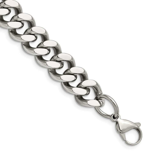 Image of Mens 8.5" Stainless Steel 13.75mm Curb Chain Bracelet
