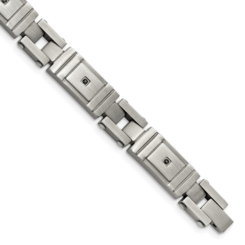 Mens 8.75" Stainless Steel Antiqued Brushed CZ Bracelet