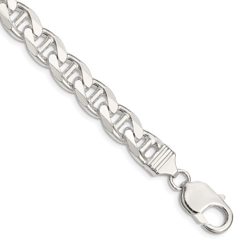 Mens 9" Sterling Silver 8.9mm Flat Anchor Chain Anklet