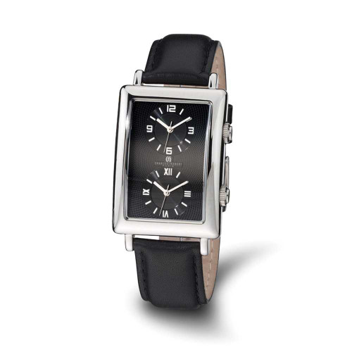 Image of Mens Charles Hubert Dual Time Black 33x53mm Dial Watch