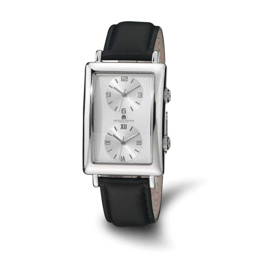 Image of Mens Charles Hubert Dual Time Silver-tone 33x53mm Dial Watch