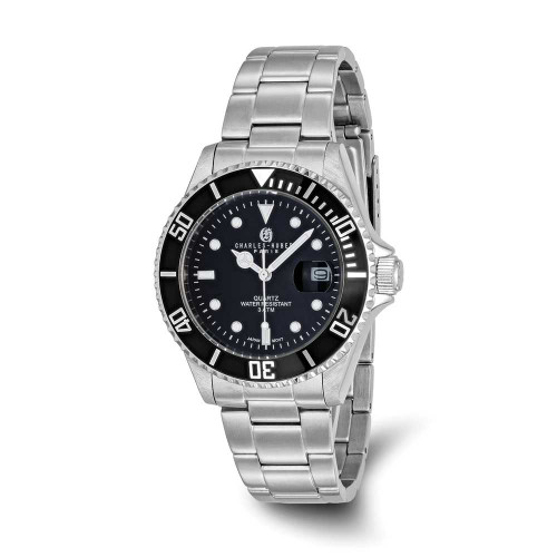 Image of Mens Charles Hubert Stainless Steel Black Dial with Date Watch