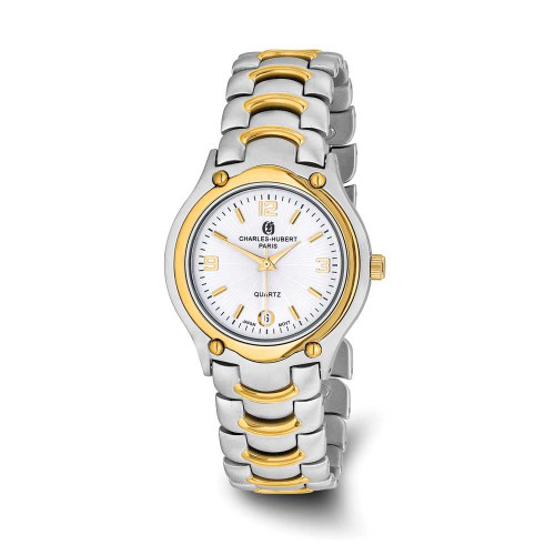 Image of Mens Charles Hubert Two-tone Brass Silver White Dial Watch
