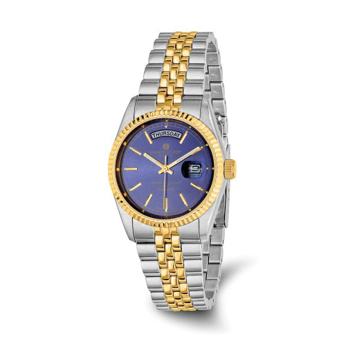 Image of Mens Charles Hubert Two-tone Stainless Steel Blue Dial Watch