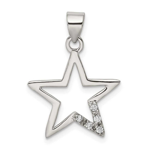 Image of Mens Sterling Silver CZ Star Pendant