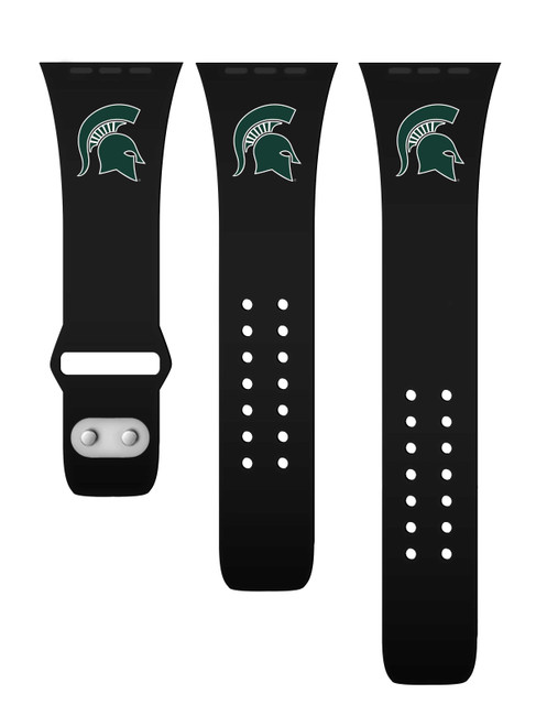 Image of Michigan State Spartans Black Silicone Watch Band Compatible with Apple Watch - 42mm/44mm/45mm Black C-AB4-101-42