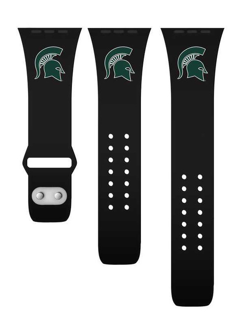 Image of Michigan State Spartans Silicone Watch Band Compatible with Apple Watch - 38mm/40mm/41mm Black C-AB4-101-38