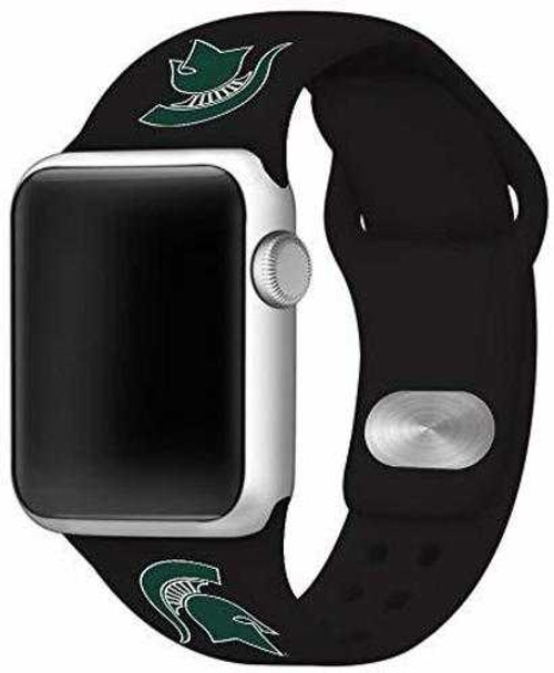 Image of Michigan State Spartans Silicone Watch Band Compatible with Apple Watch - 38mm/40mm/41mm Black C-AB4-101-38