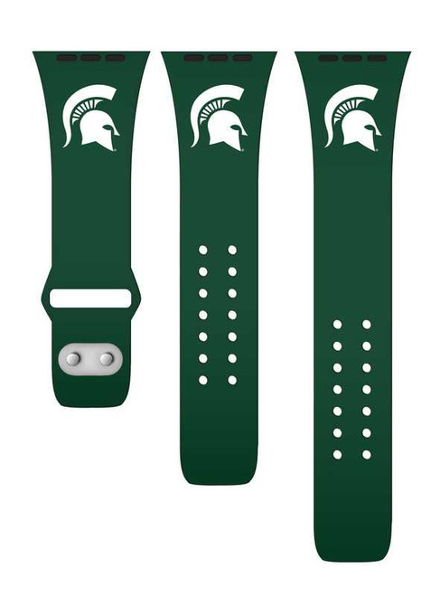 Image of Michigan State Spartans Silicone Watch Band Compatible with Apple Watch - 38mm/40mm/41mm Green C-AB2-101-38