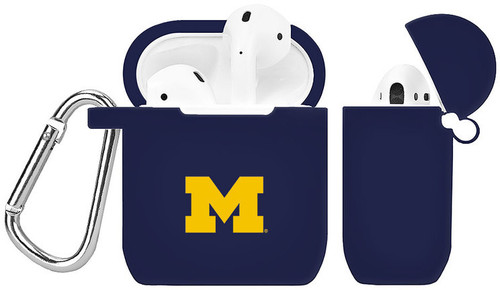 Michigan Wolverines Silicone Case Cover Compatible with Apple AirPods Battery Case - Navy Blue